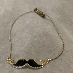 Chic Black and Gold Mustache Bracelet